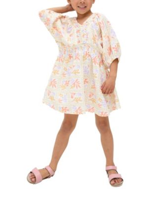 Little Girls Raffya Soipoi Ruched V-Neck Dress