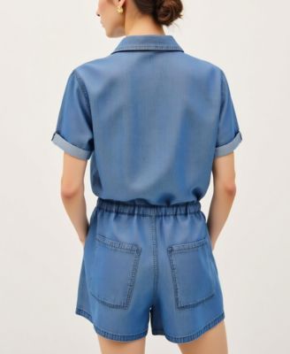 Women's Utility Button-Up Drawstring Waist Romper