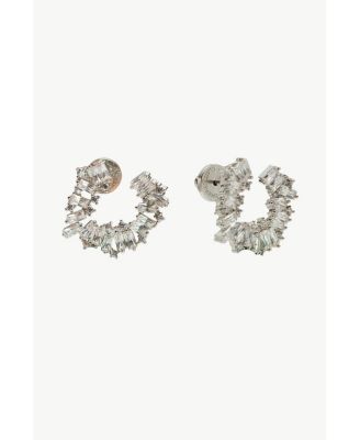 Crescent Baguette Cubic Zirconia Stud Earrings