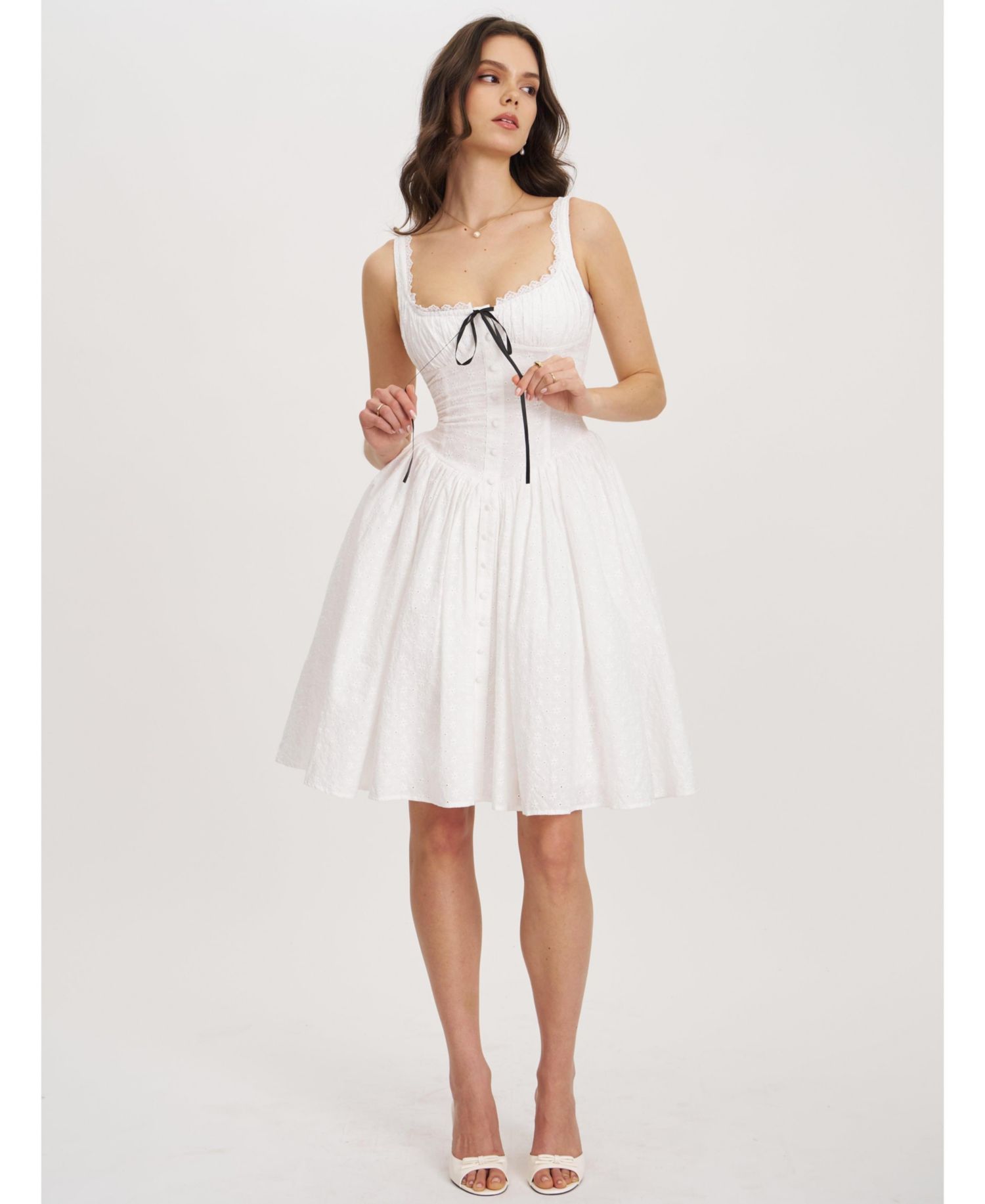 Women's Madison Cotton Eyelet Square Neck Dress