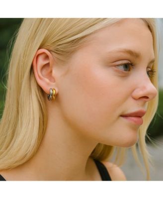 Fusion Glow Mixed Metal Two-Tone Earrings – Bold Sculptural Hoops