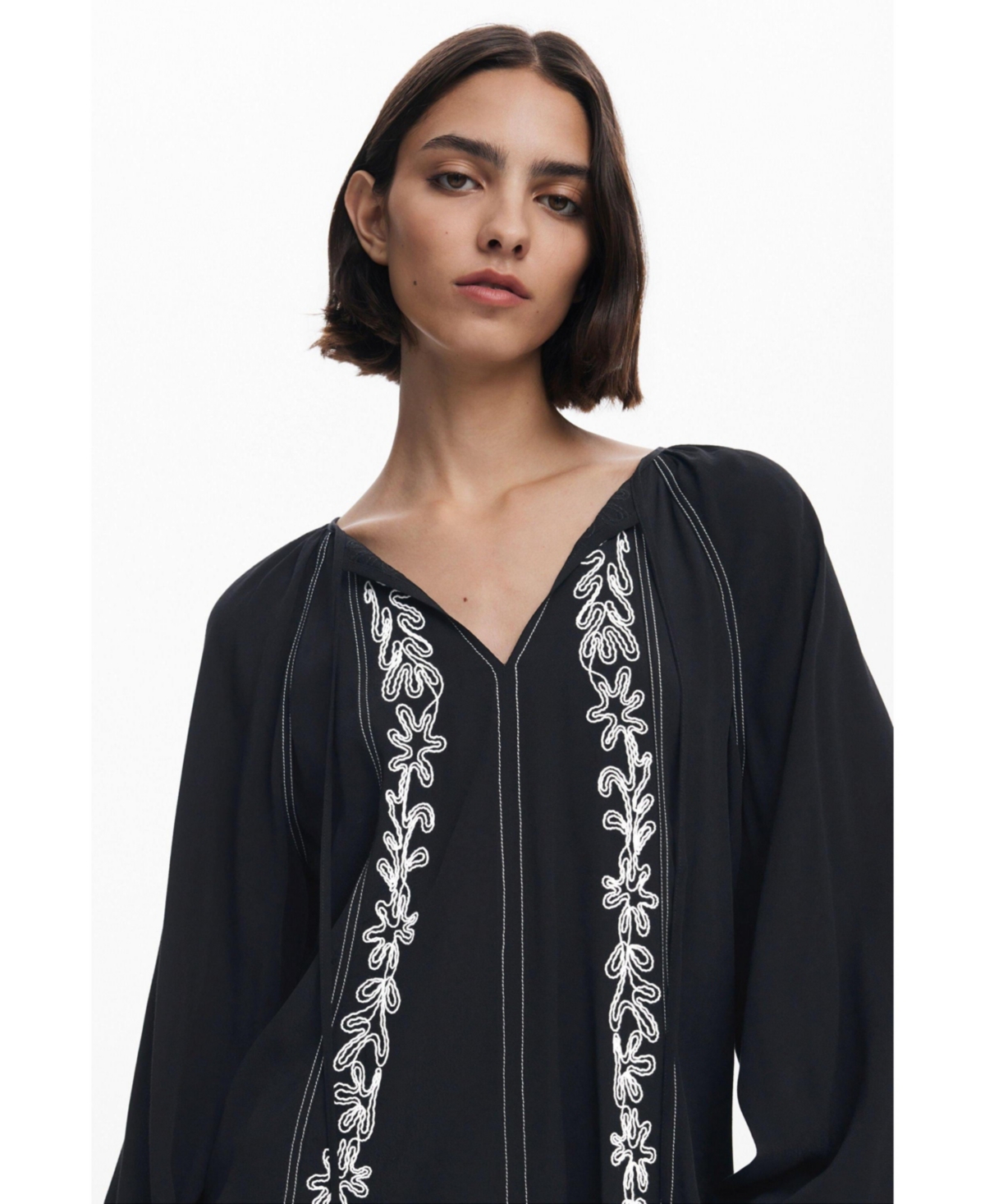 Desigual Women's Blouse with contrast embroidery