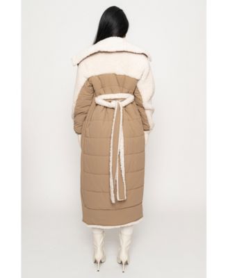 Women's Contrast Sherpa Coat