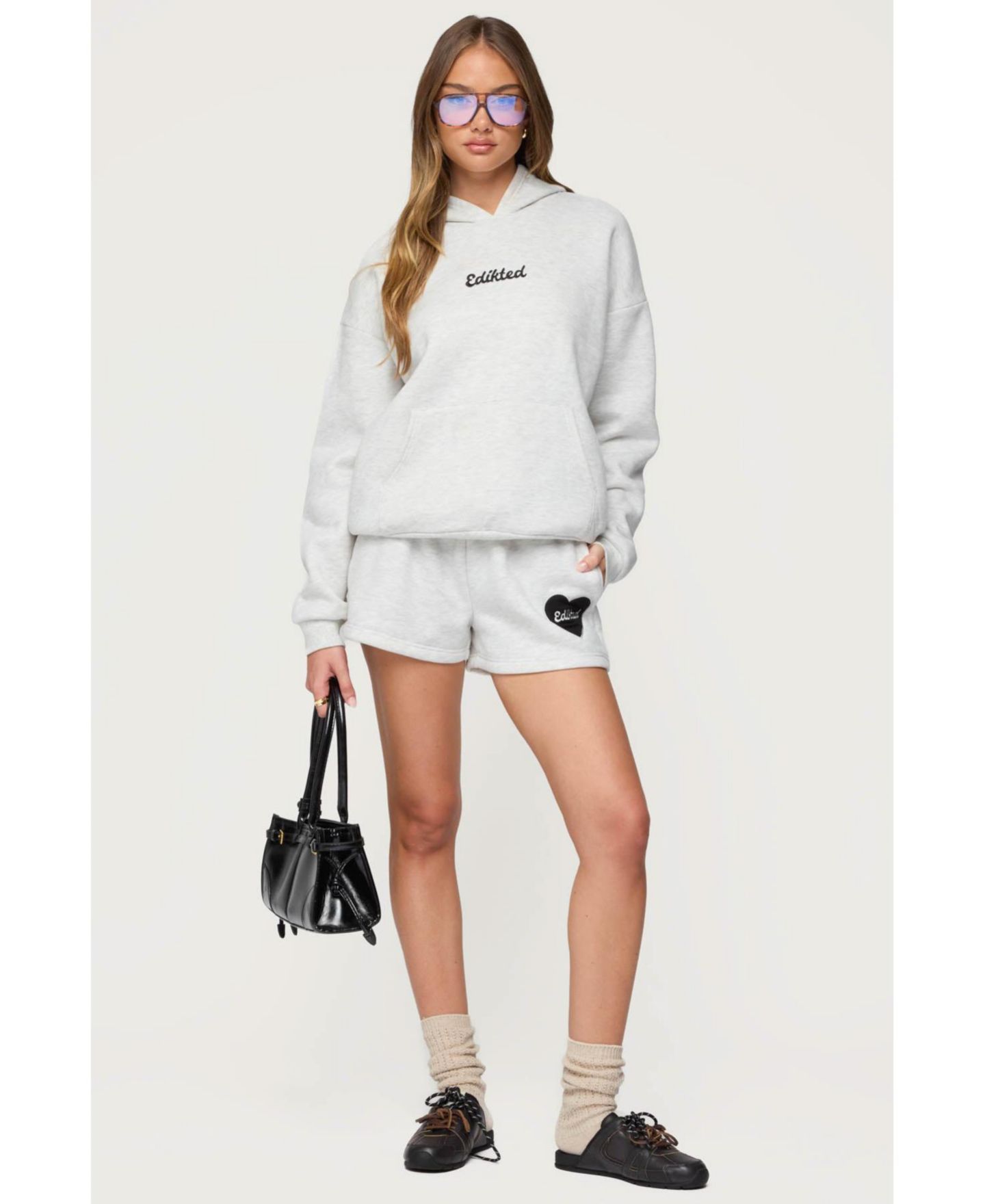 Женские шорты Big Love Edikted Sweat Shorts, цвет: Серый меланжевый — фото 5