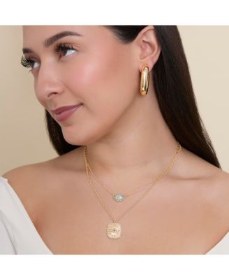 Gold-Tone Layered Evil Eye Pendant Necklace Set