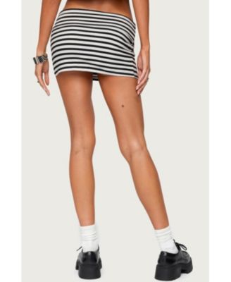 Womens Rylan Striped Fold Over Mini Skort