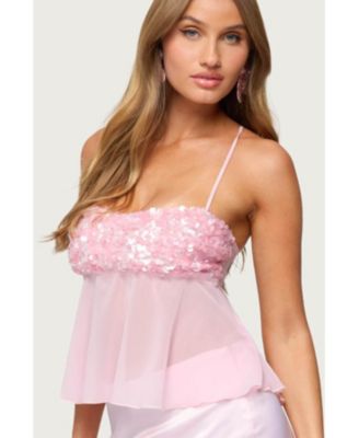 Women's Vella Sequin Sheer Chiffon Top