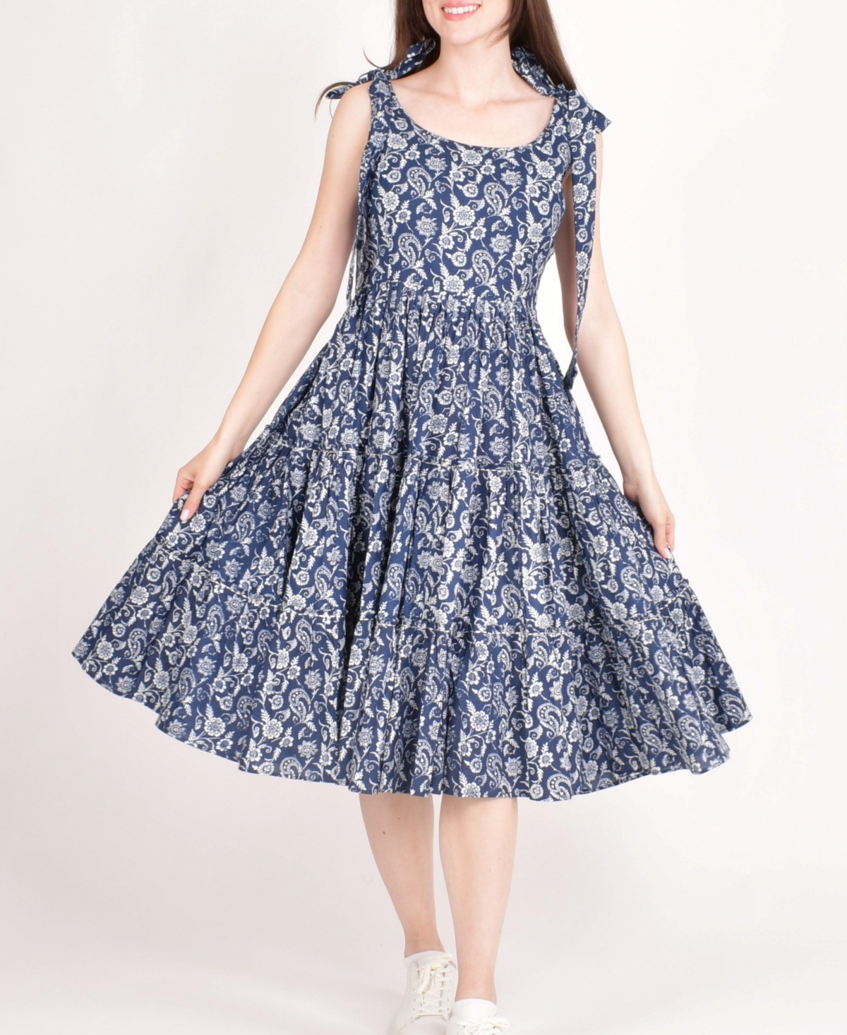 Women's Tiered Midi Dress - Blue