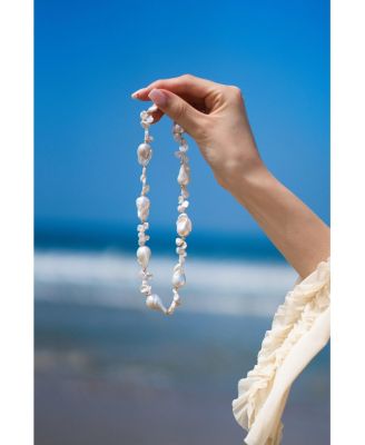 Natasha Freshwater Petal & Baroque Pearl Beaded Necklace