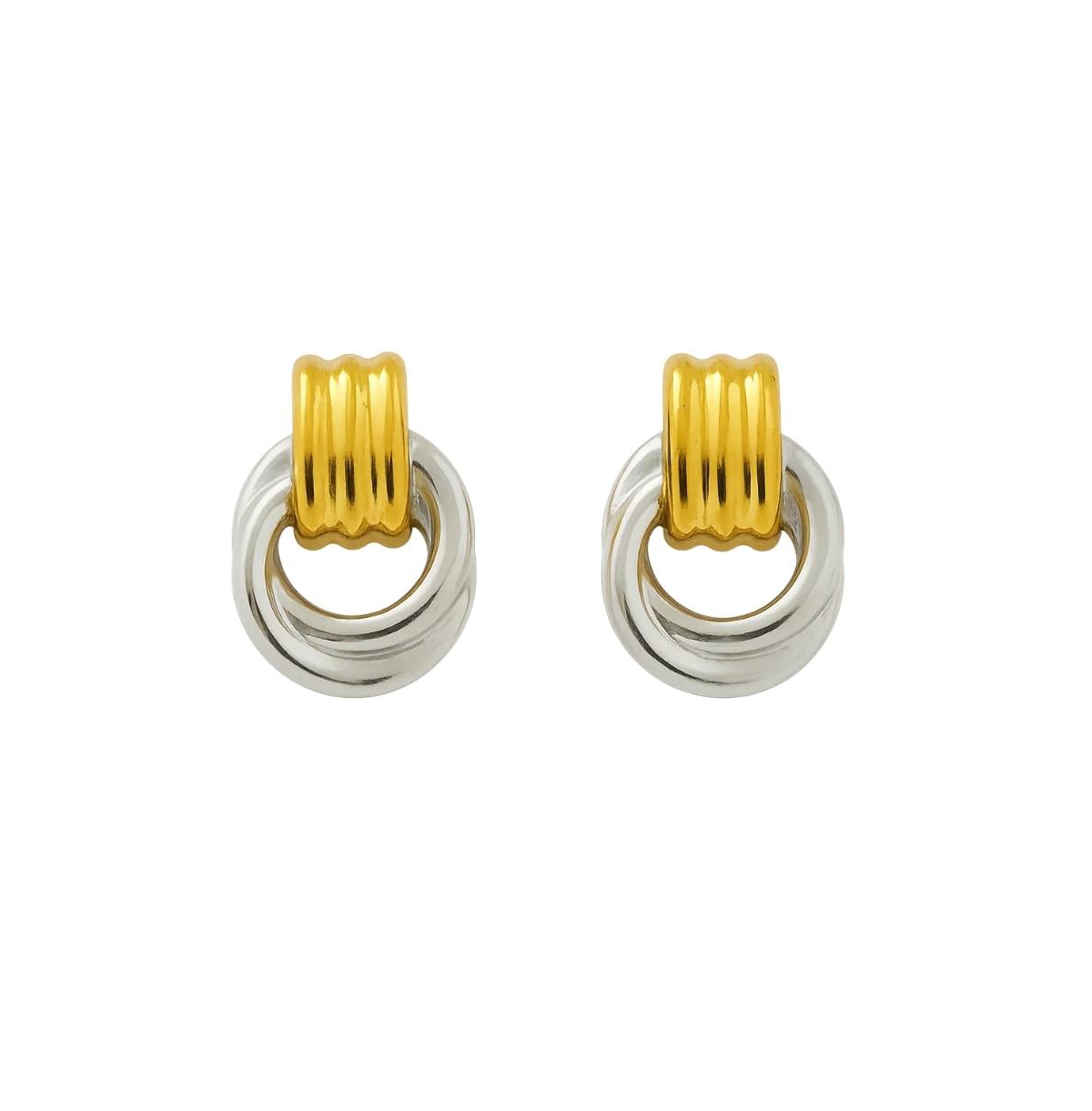 Luna Link Mixed Metal Two-Tone Earrings - Gold