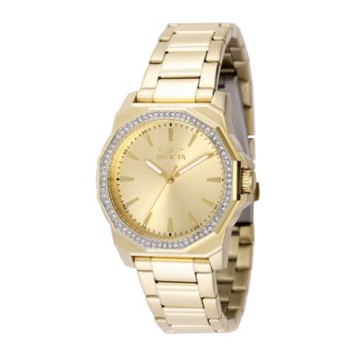 Women's 49113 Speedway Quartz 3 Hand Gold Dial Watch