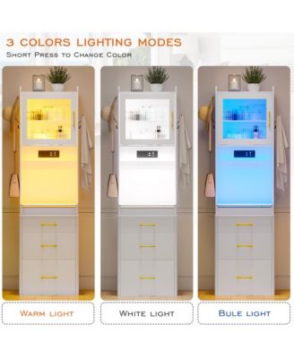 3-in-1 Vanity Desk with LED Sensor Light, Flip Mirror and Drawers