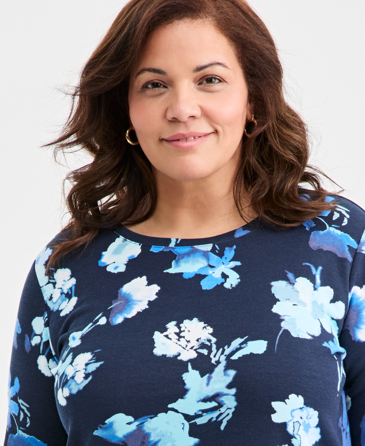 Style & Co Plus Printed Side-Button Knit Tunic Top, Macy's Exclusive