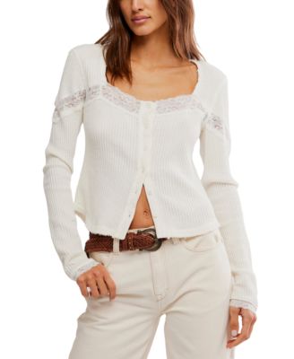 Free People - Women's Lets Party Square-Neck Button-Front Top