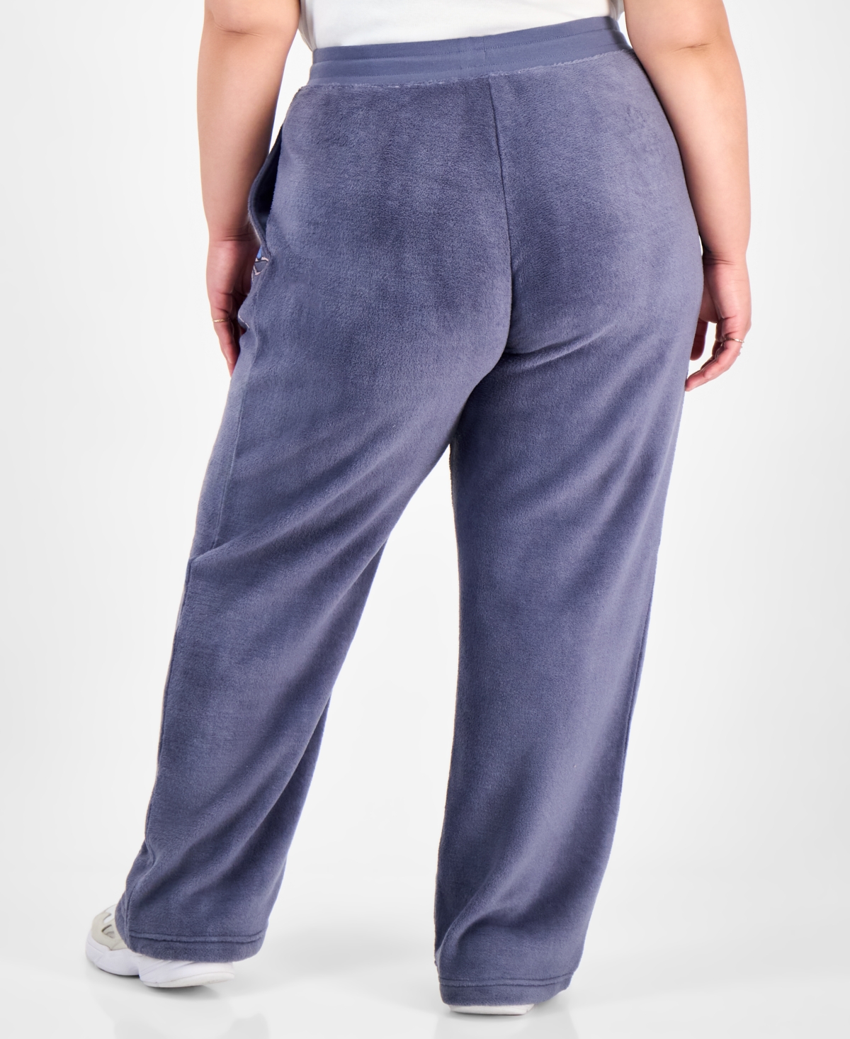 Disney Trendy Plus Size Stitch Fleece Drawstring Pants In Blue
