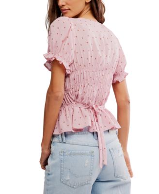 Women's Adore You Printed Puff-Sleeve Blouse
