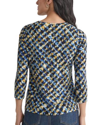 Petite Printed Keyhole Top