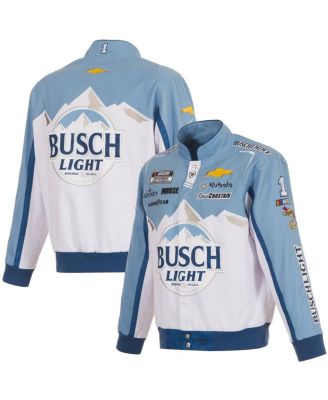 JH Design - Men's White/Light Blue Ross Chastain Busch Light Full-Snap Twill Uniform Jacket