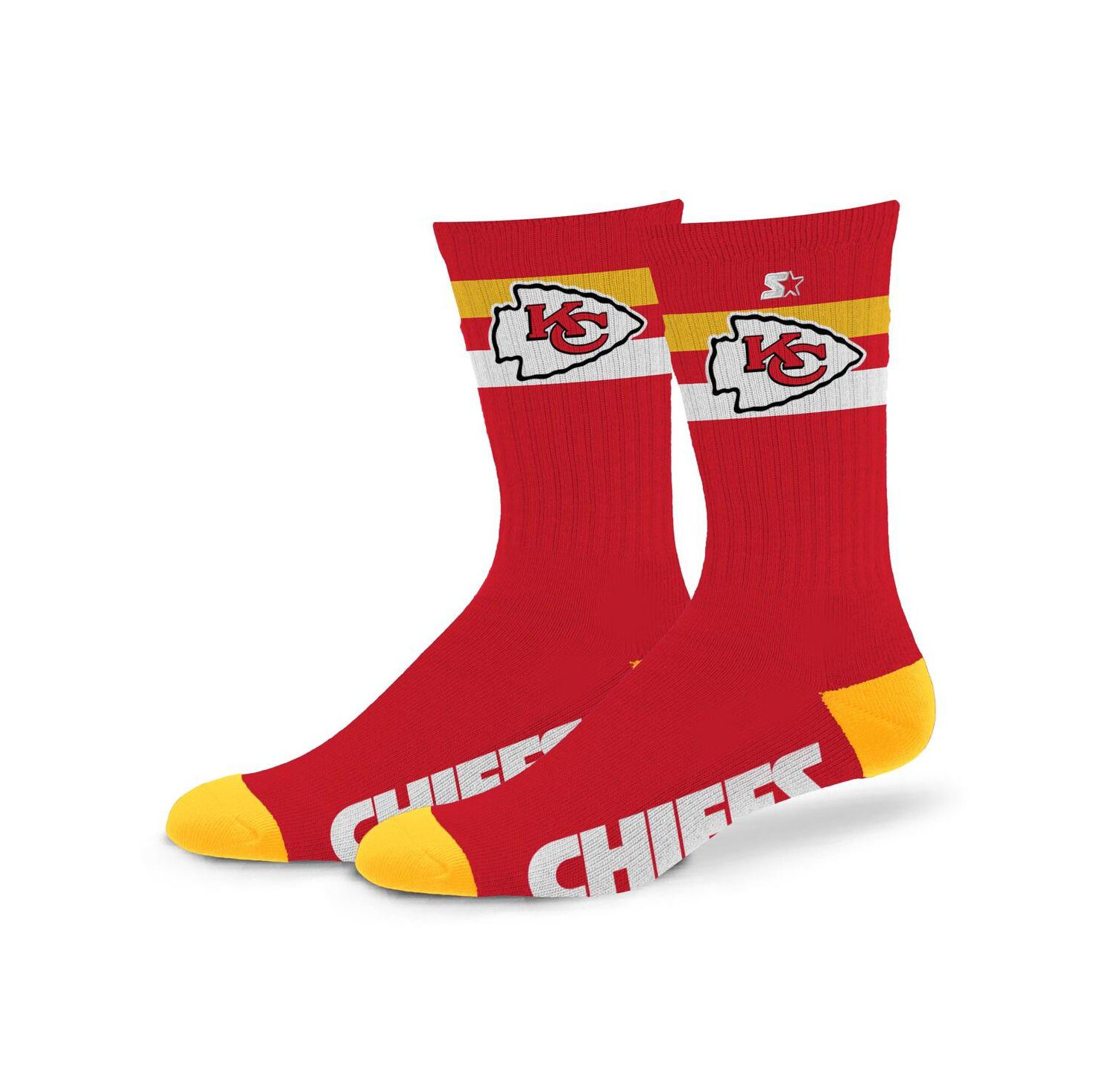 Men's and Women's Kansas City Chiefs Team Color Two-Stripe Crew Socks