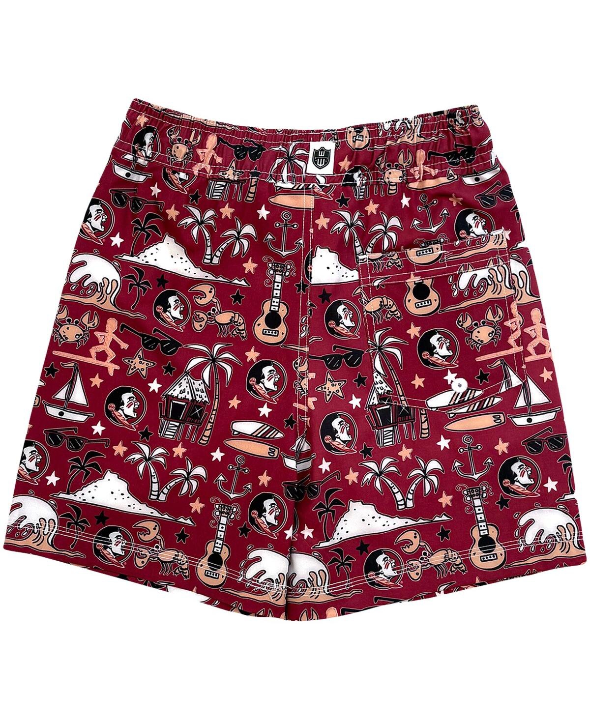 Wes & Willy Big Boys And Girls Garnet Florida State Seminoles Luau Swim Trunks In Red