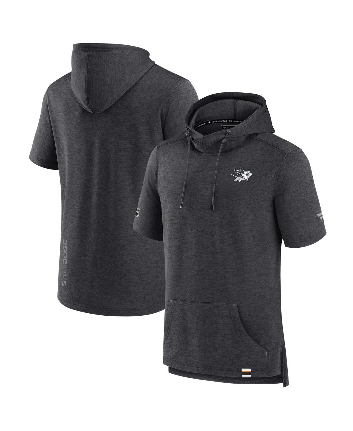 Fanatics Men's Heather Charcoal San Jose Sharks Authentic Pro Pullover Hoodie In Black