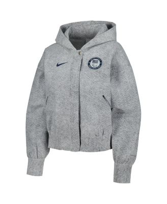 Women's Gray U.S. Paralympics 2024 Paralympics Media Day Oversized Cropped Performance Full-Zip Hoodie Jacket