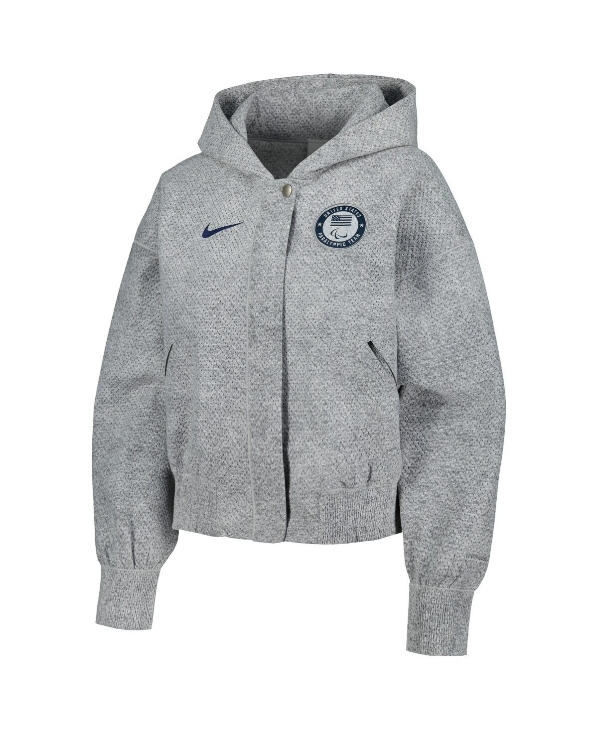 Nike Gray Team Usa Media Day Oversized Cropped Hoodie Performance Full-zip Jacket In Gray