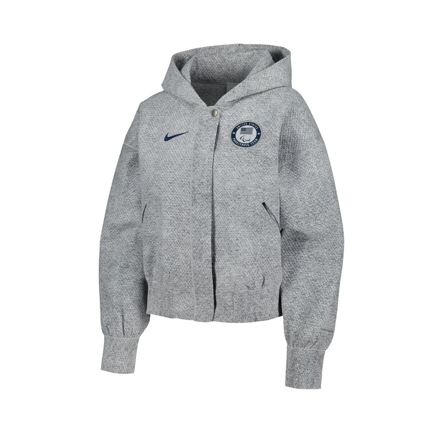 Women's Gray U.S. Paralympics 2024 Paralympics Media Day Oversized Cropped Performance Full-Zip Hoodie Jacket