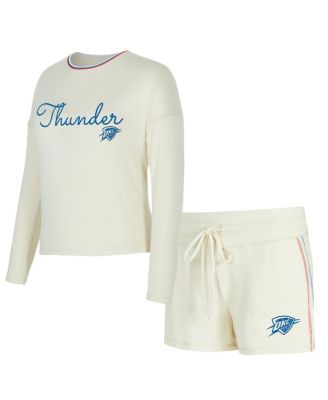 Concepts Sport - Women's 2-Piece Cream Oklahoma City Thunder Kaki Hacci Knit Long Sleeve Top and Shorts Set