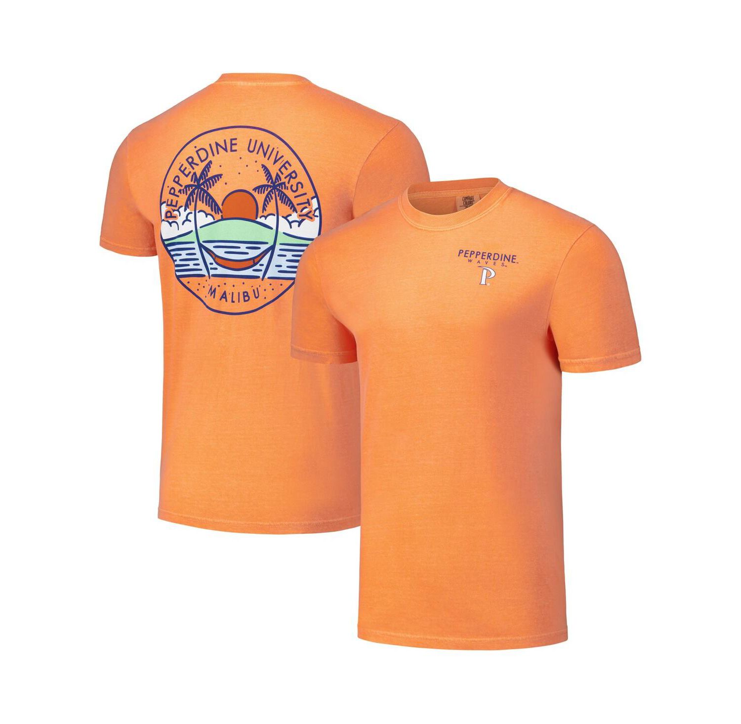 Men's and Women's Orange Pepperdine Waves Scenic Comfort Colors T-Shirt