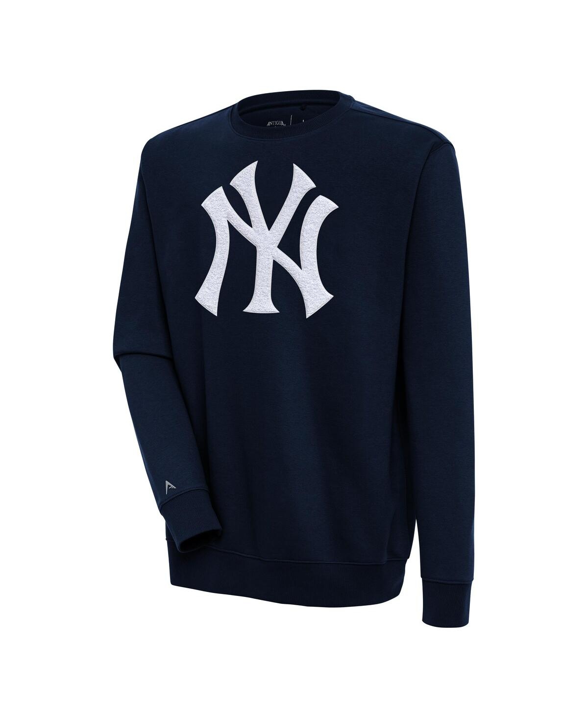 Men's Navy New York Yankees Victory Crewneck Chenille Pullover Sweatshirt - Navy