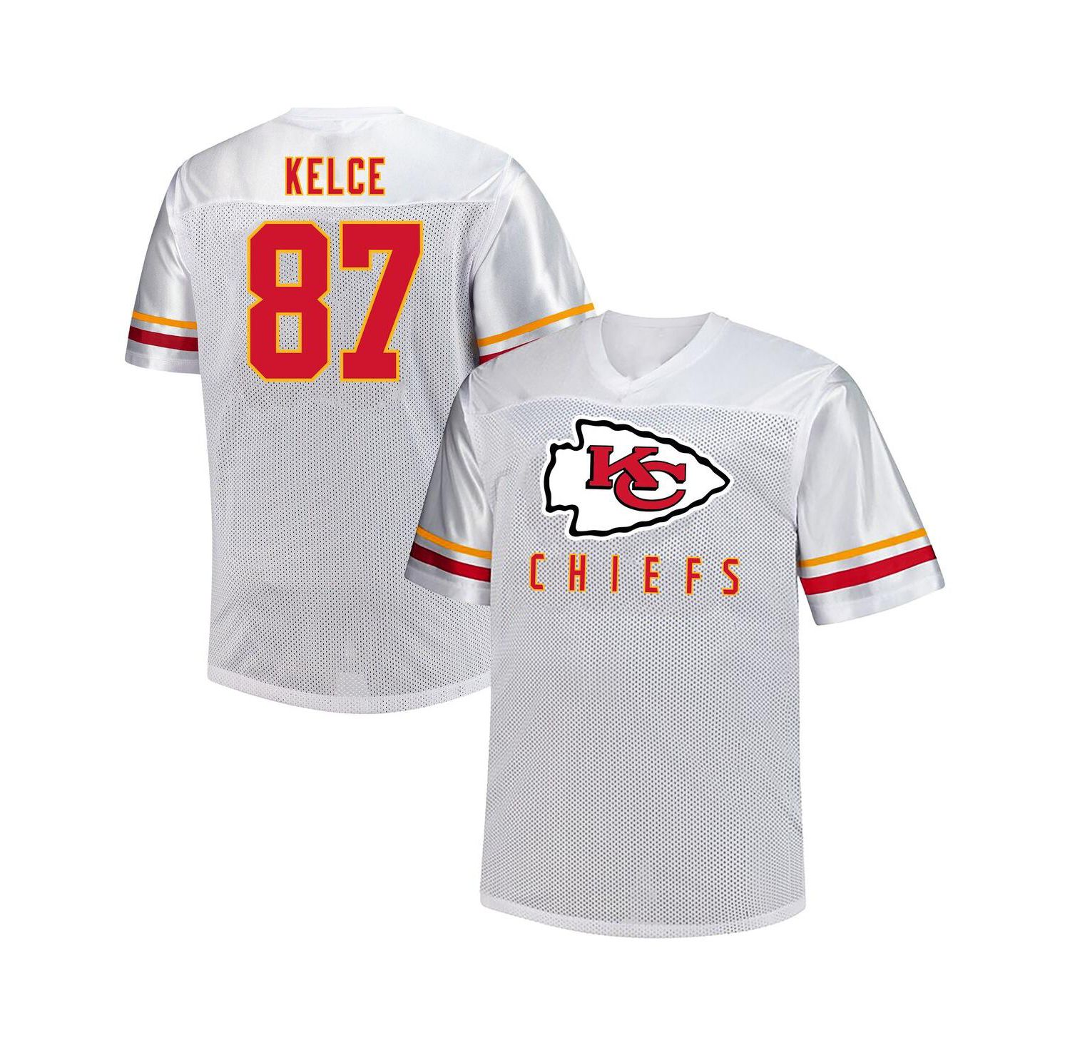 Men's Travis Kelce White Kansas City Chiefs Big & Tall V-Neck Fashion Jersey
