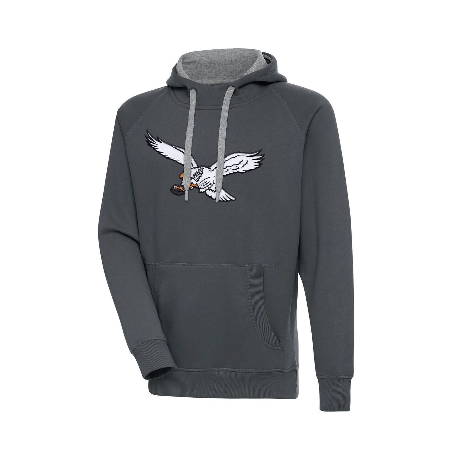 Мужской свитшот Antigua Charcoal Philadelphia Eagles Throwback Logo Victory Pullover — фото 1