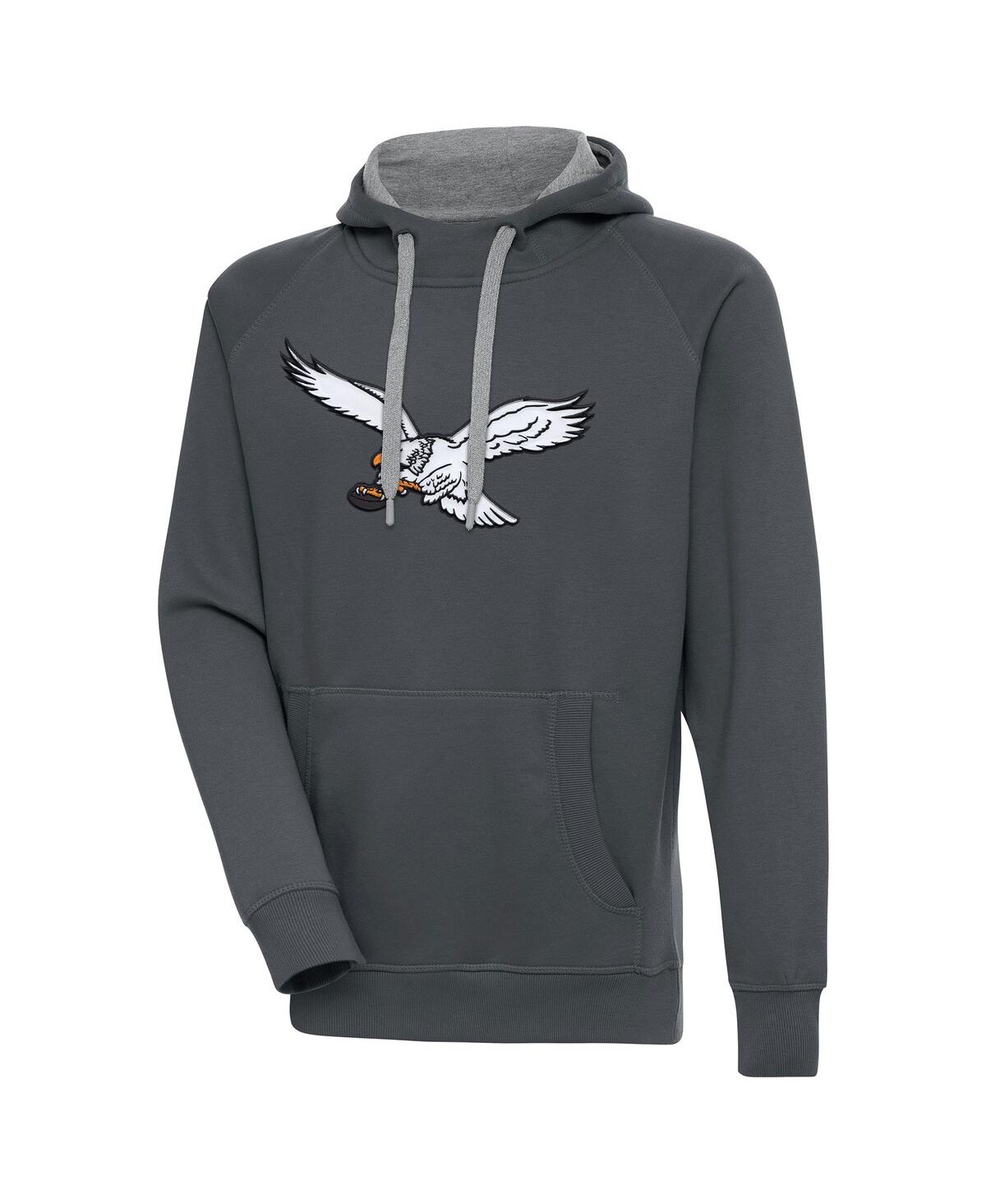 Men's Charcoal Philadelphia Eagles Throwback Logo Victory Pullover Sweatshirt - Charcoal