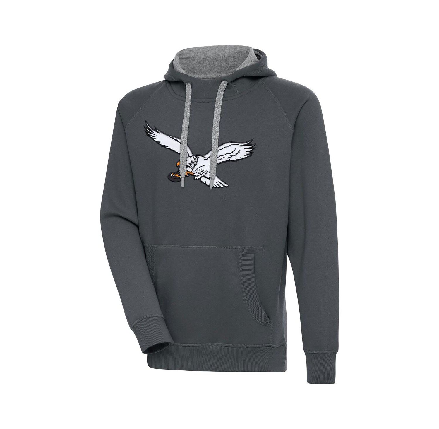 Men's Charcoal Philadelphia Eagles Throwback Logo Victory Pullover Sweatshirt