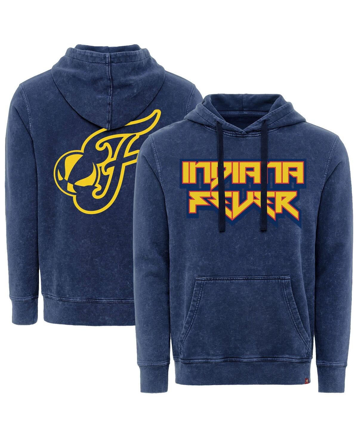 Sportiqe Men's And Women's Navy Indiana Fever Rock Roll Collection Jimi Mineral Wash Pullover Hoodie In Blue