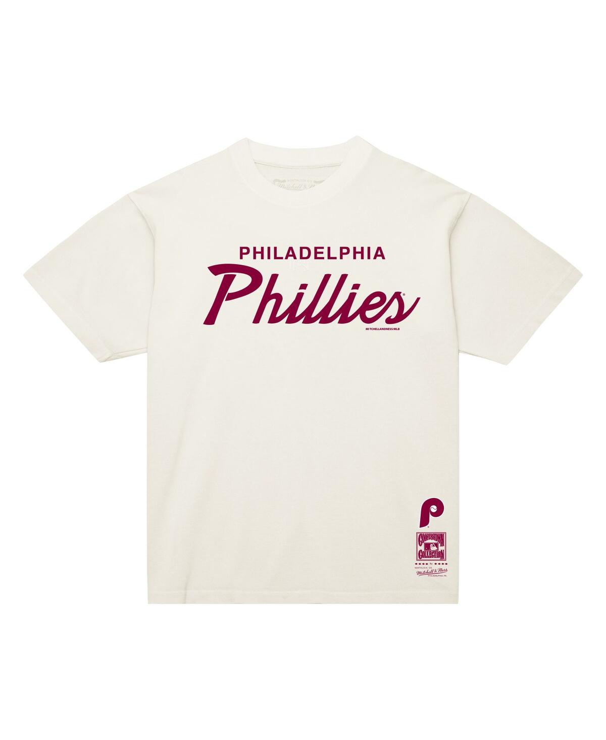 Mitchell & Ness Cream Philadelphia Phillies Vintage Script T-shirt In Neutral