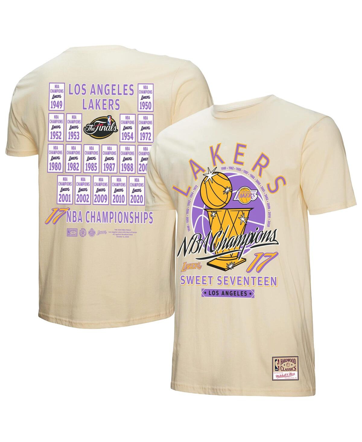 Mitchell & Ness Cream Los Angeles Lakers Hardwood Classics Champions Vintage T-shirt In Neutral