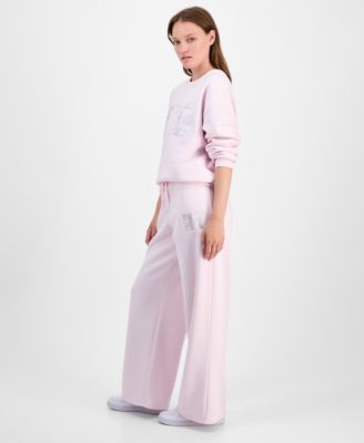 Juniors' Fleece Wide-Leg Sweatpants