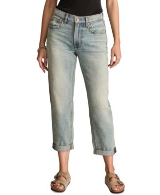 Women's Cotton Mid-Rise Tapered Boy Jeans 