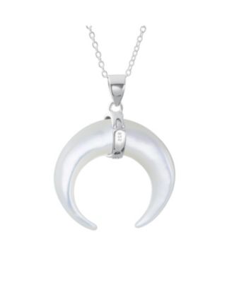 Boho Tribal Style Horn Italian Crescent Luna Waning Half Moon Pendant Necklace Sterling Silver