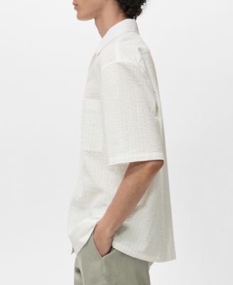 Men's Wrinkled-Effect Pinstripe Shirt