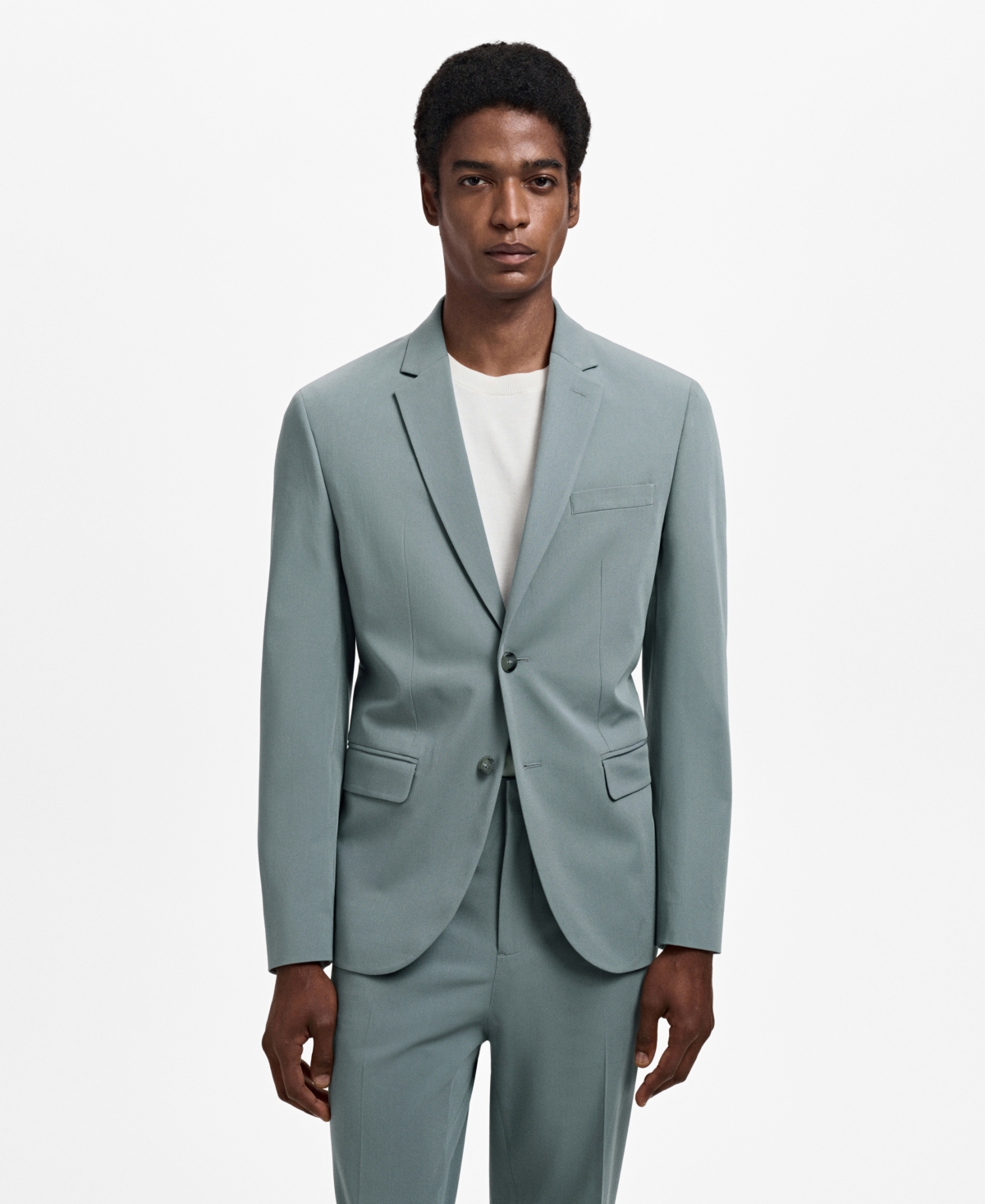 Men's Stretch Fabric Super Slim-Fit Suit Jacket - Aqua Green
