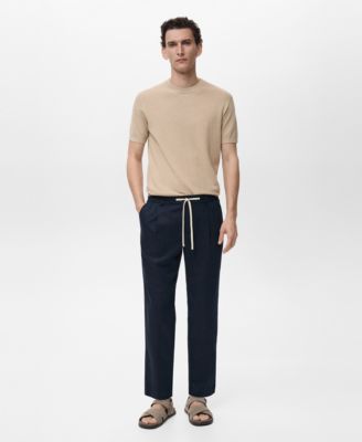 Men's Slim-Fit Drawstring Linen Pants