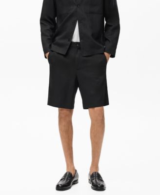 Men's Elastic Waist Linen 9" Bermuda Shorts