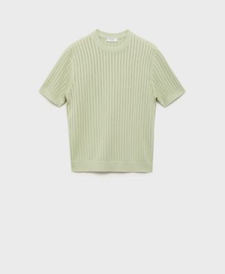 Men's Striped Openwork Cotton T-Shirt