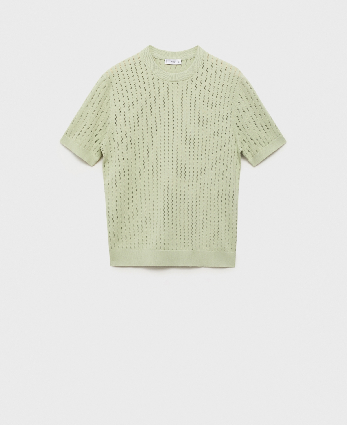 Mango Openwork Stripe Cotton Top In Green