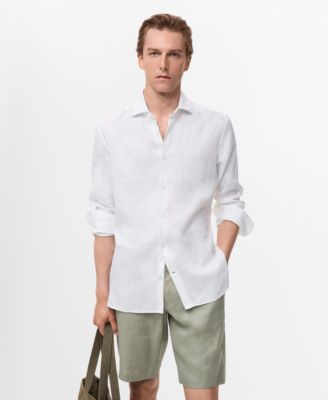 MANGO - Men's 100% Linen Slim-Fit Shirt