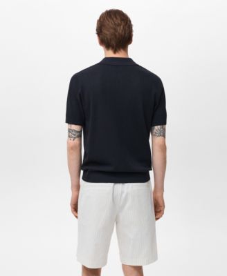 Men's Ribbed Knit Polo Shirt