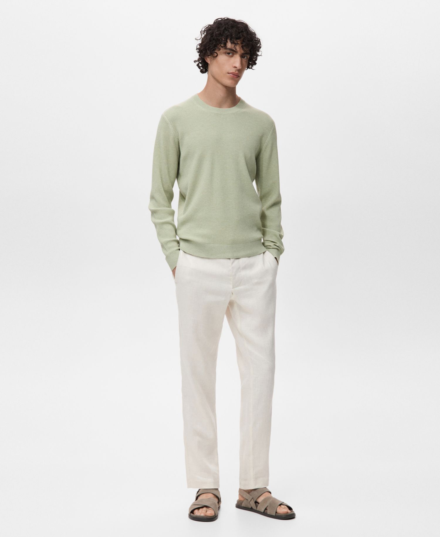 Men's Fine Rib-Knit Cotton Sweater